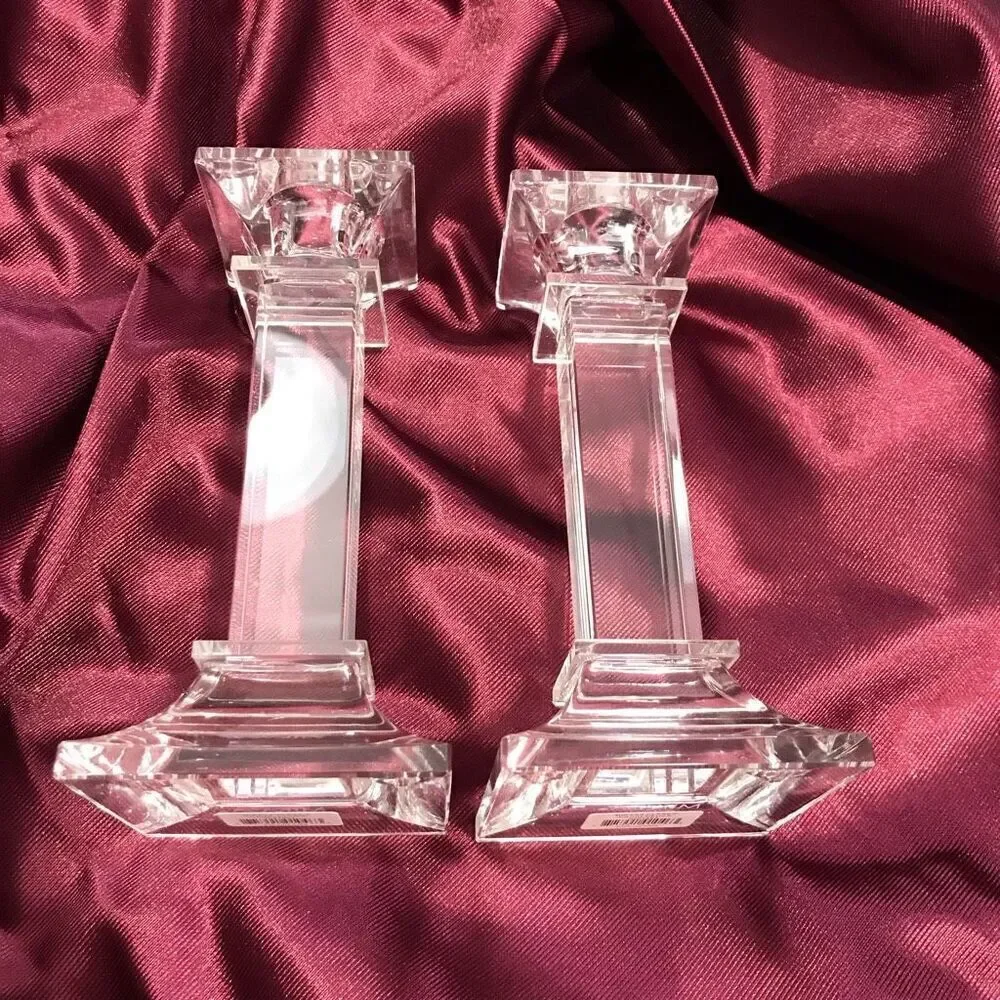 Mikassa Crystal Candlestick Holders Classic 6 inch pair 34‎
